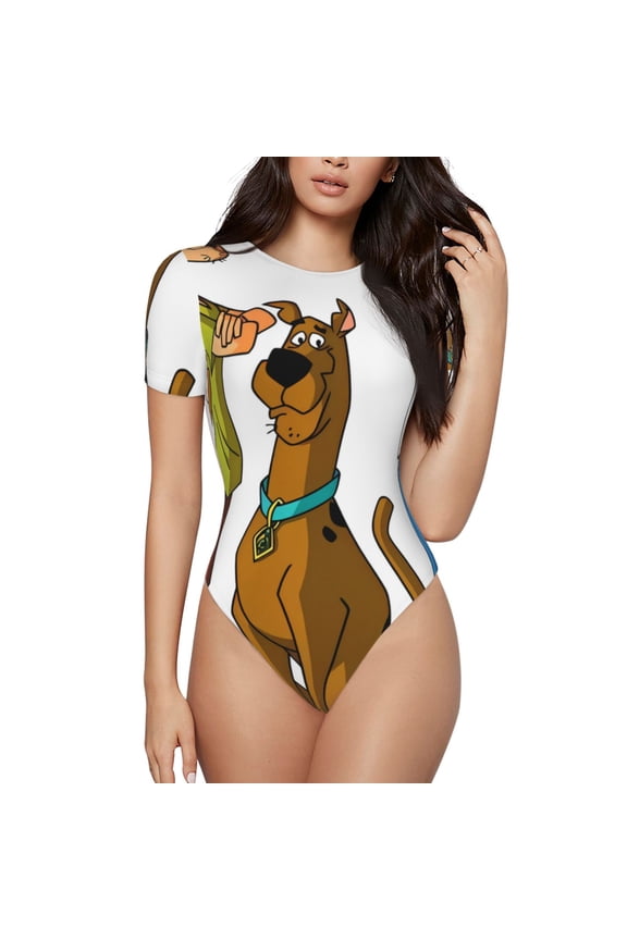 Scooby-Doo Cl Women's Bodysuits Crew Neck Round Neck Short Sleeves Slim Fit Casual Basic Extender Bodysuit Daily Jumpsuit T Shirts