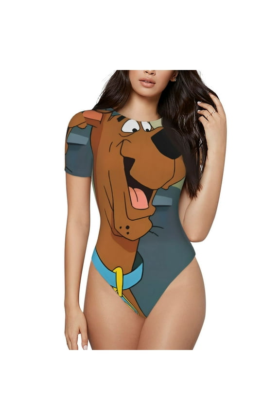 Scooby-Doo J Women's Bodysuits Crew Neck Round Neck Short Sleeves Slim Fit Casual Basic Extender Bodysuit Daily Jumpsuit T Shirts