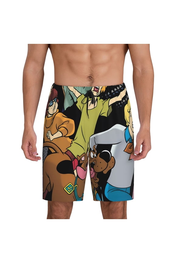 Scooby-Doo Pattern Pajama Shorts Mens Pajama Bottoms for Men Pjs Lounge Sleep Shorts with Pockets(S-4XL)
