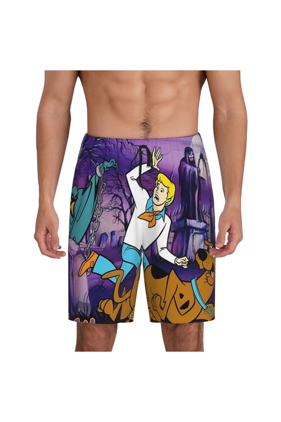 Scooby-Doo Pattern Pajama Shorts Mens Pajama Bottoms for Men Pjs Lounge Sleep Shorts with Pockets(S-4XL)