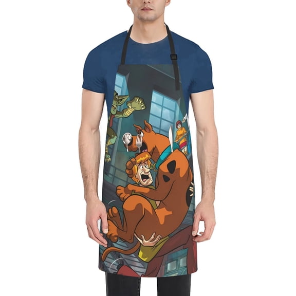 Saiise Scooby-Doo Print Apron With Pockets Kitchen Bib Waterproof Women Men Unisex Adjustable Cooking Apron