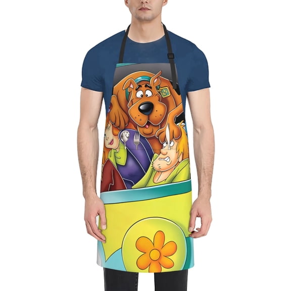 Saiise Scooby-Doo Print Apron With Pockets Kitchen Bib Waterproof Women Men Unisex Adjustable Cooking Apron