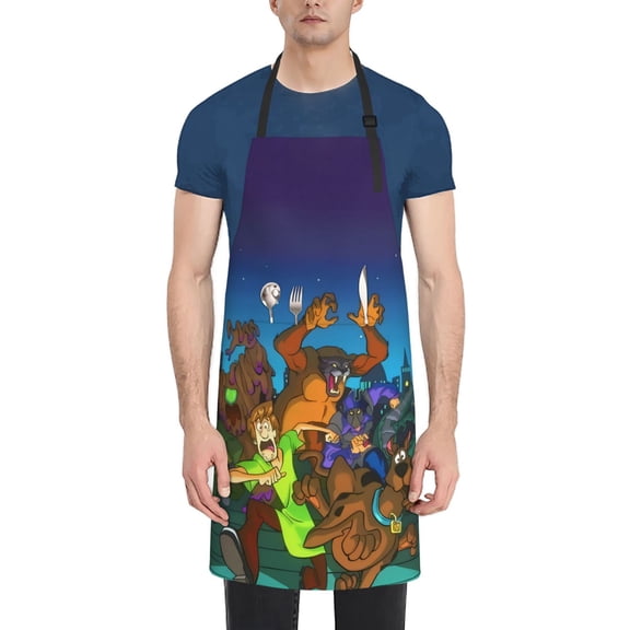 Saiise Scooby-Doo Print Apron With Pockets Kitchen Bib Waterproof Women Men Unisex Adjustable Cooking Apron