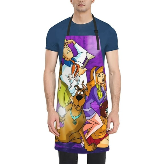 Saiise Scooby-Doo Print Apron With Pockets Kitchen Bib Waterproof Women Men Unisex Adjustable Cooking Apron
