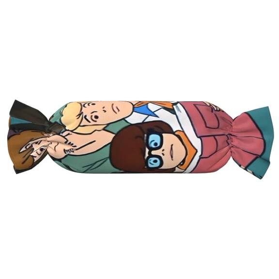 Saiise Scooby-Doo Print Candy Pillows Cylindrical Pillows Plush Waist Bolster Sofa Cushions Washable Home Decor Gift