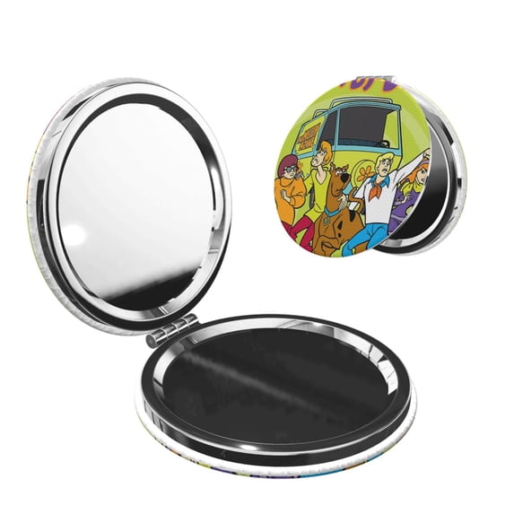 Saiise Scooby-Doo Print Compact Mirror,Travel Makeup Mirror,Mini Mirror for Purse,Handbag,2.6 inch Small Folding Portable Handheld Mirror