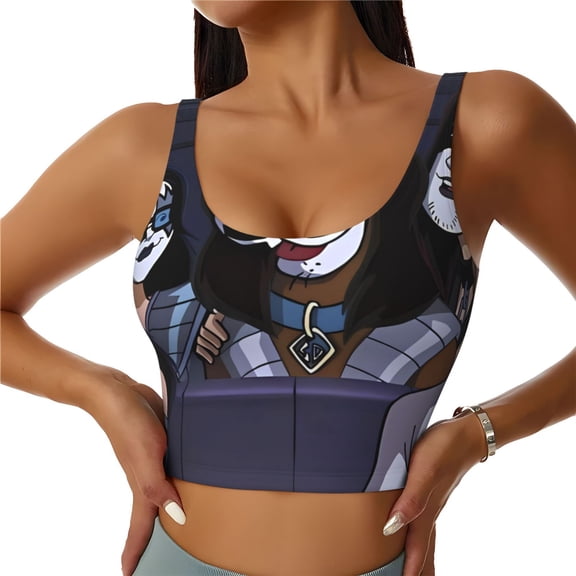 Saiise Scooby-Doo Print Crop Tops Sports Bra For Women Workout Cropped Tank Top Yoga Shirts Athletic Undershirts -Small