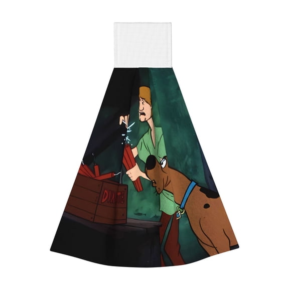 Saiise Scooby-Doo Print Hanging Kitchen Towels Hand Towel Loop Dish Cloth Tie Towels Tea Bar Towels for Bathroom Farmhouse Housewarming Tabletop Home 14x18in