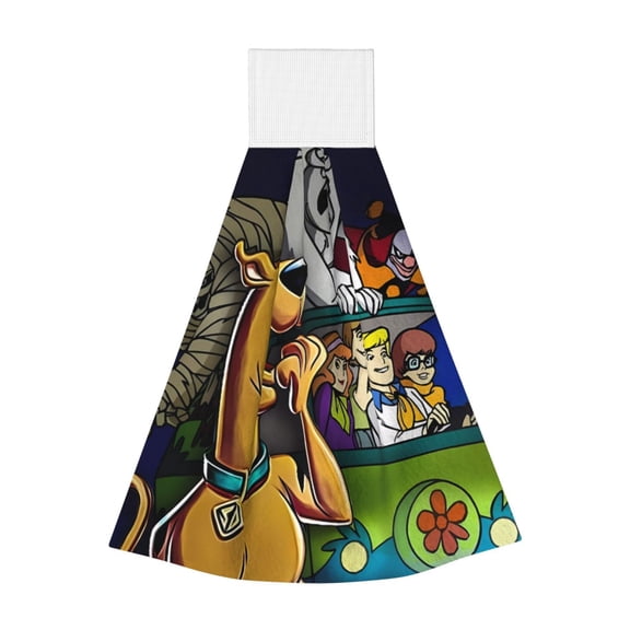 Saiise Scooby-Doo Print Hanging Kitchen Towels Hand Towel Loop Dish Cloth Tie Towels Tea Bar Towels for Bathroom Farmhouse Housewarming Tabletop Home 14x18in