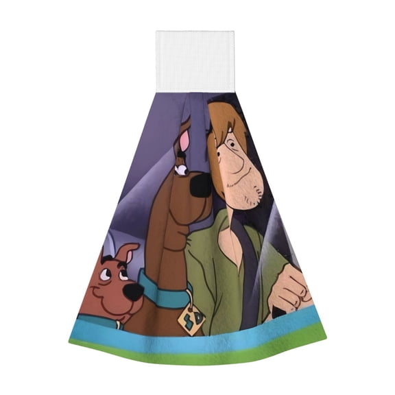 Saiise Scooby-Doo Print Hanging Kitchen Towels Hand Towel Loop Dish Cloth Tie Towels Tea Bar Towels for Bathroom Farmhouse Housewarming Tabletop Home 14x18in