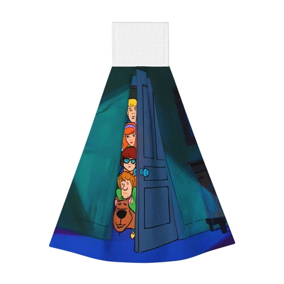 Saiise Scooby-Doo Print Hanging Kitchen Towels Hand Towel Loop Dish Cloth Tie Towels Tea Bar Towels for Bathroom Farmhouse Housewarming Tabletop Home 14x18in