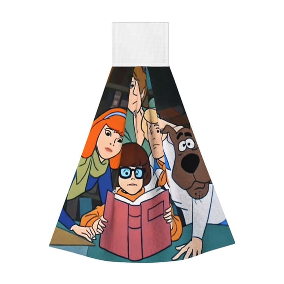 Saiise Scooby-Doo Print Hanging Kitchen Towels Hand Towel Loop Dish Cloth Tie Towels Tea Bar Towels for Bathroom Farmhouse Housewarming Tabletop Home 14x18in
