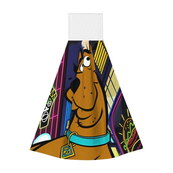 Saiise Scooby-Doo Print Hanging Kitchen Towels Hand Towel Loop Dish Cloth Tie Towels Tea Bar Towels for Bathroom Farmhouse Housewarming Tabletop Home 14x18in