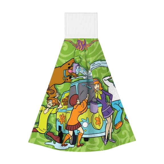 Saiise Scooby-Doo Print Hanging Kitchen Towels Hand Towel Loop Dish Cloth Tie Towels Tea Bar Towels for Bathroom Farmhouse Housewarming Tabletop Home 14x18in