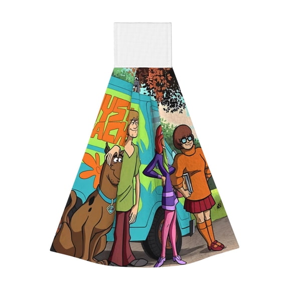 Saiise Scooby-Doo Print Hanging Kitchen Towels Hand Towel Loop Dish Cloth Tie Towels Tea Bar Towels for Bathroom Farmhouse Housewarming Tabletop Home 14x18in