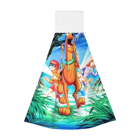 Saiise Scooby-Doo Print Hanging Kitchen Towels Hand Towel Loop Dish Cloth Tie Towels Tea Bar Towels for Bathroom Farmhouse Housewarming Tabletop Home 14x18in