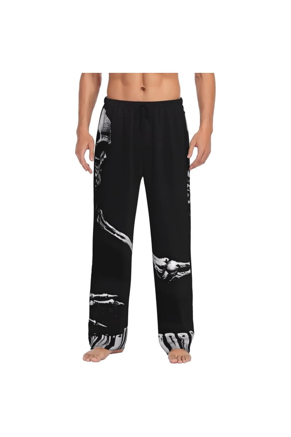 Skeleton Playing Xylophone Print Mens Pajama Pants for Men,Mens Lounge Pants,Funny Gifts for Men,Men's Pajama Bottoms-Medium