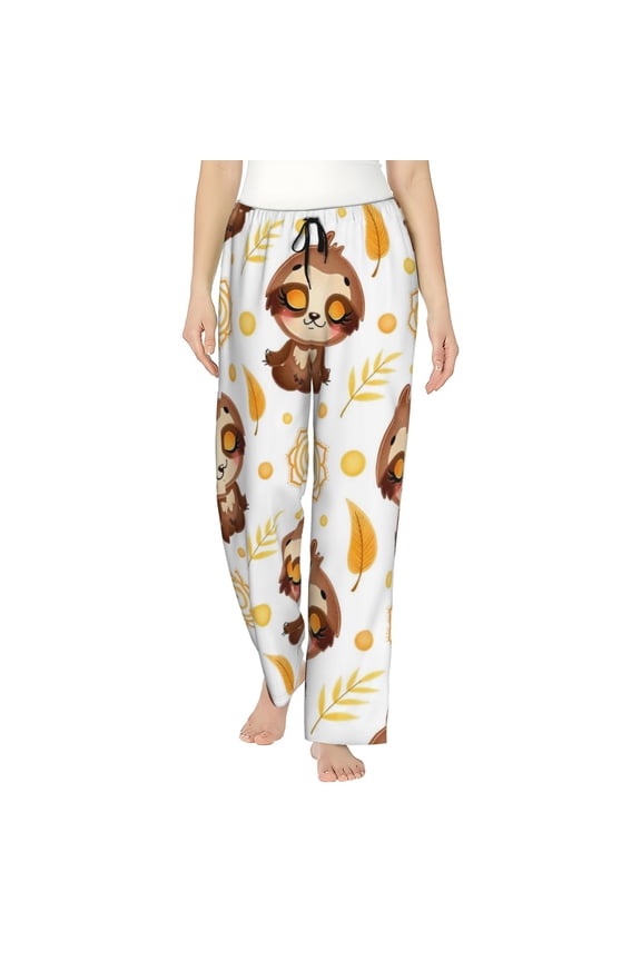 Sloth Yoga Womens Pajama Pants Stretch Comfy Lounge Pants Drawstring Sleep Bottoms with Pockets-XX-Large