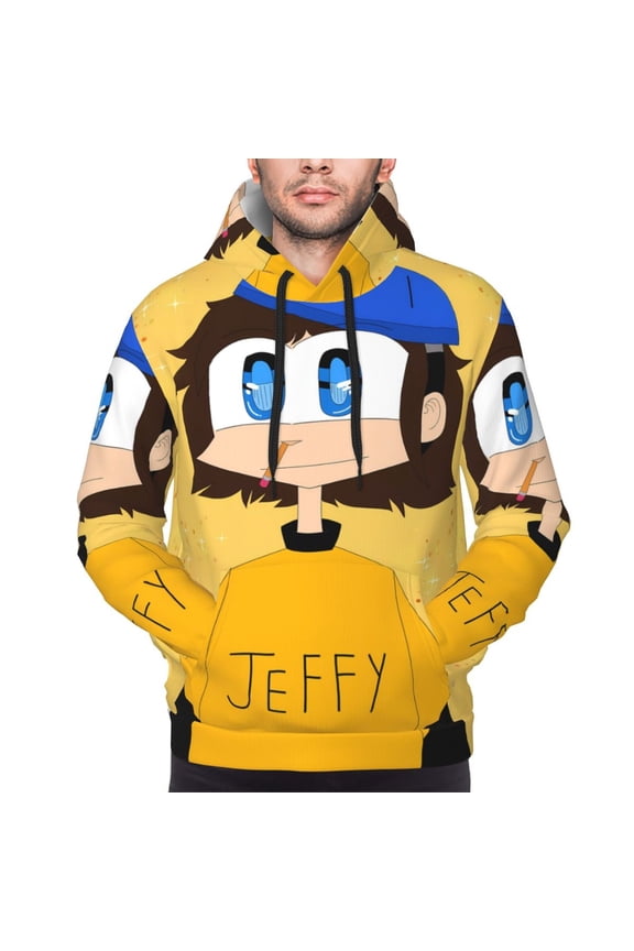 Sml Jeffy Aa Men's Graphic Print Long Sleeve Drawstring Hoodie Pullover Sweatshirt-Small