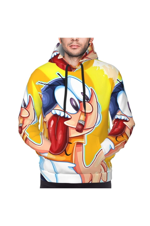 Sml Jeffy Ab Men's Graphic Print Long Sleeve Drawstring Hoodie Pullover Sweatshirt-Small