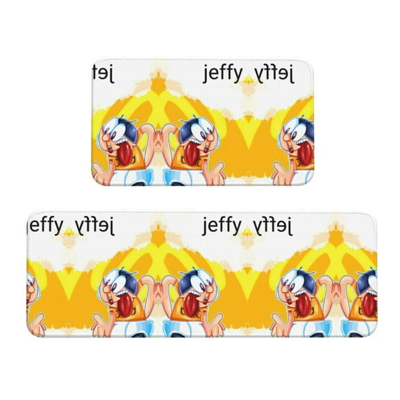 Saiise Sml Jeffy Ab Print 2 Pcs Kitchen Rugs and Mats,Non-Slip Waterproof Kitchen Rug Set for Kitchen,Office,Sink 17"x47.2"+17"x29.5"