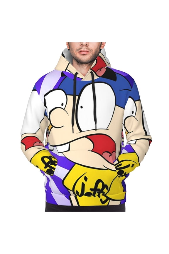 Sml Jeffy Ak Men's Graphic Print Long Sleeve Drawstring Hoodie Pullover Sweatshirt-Small