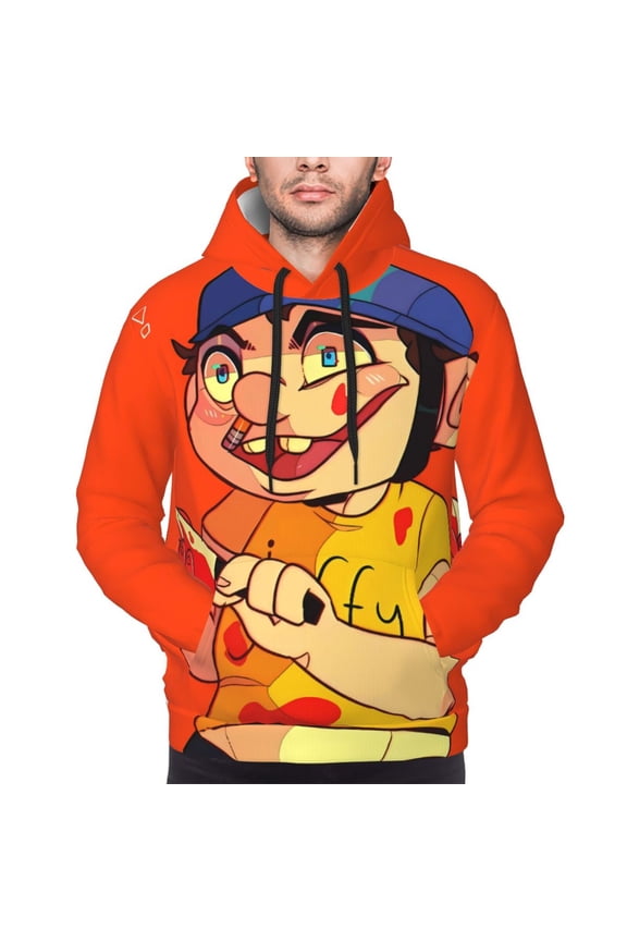 Sml Jeffy Ao Men's Graphic Print Long Sleeve Drawstring Hoodie Pullover Sweatshirt-Small