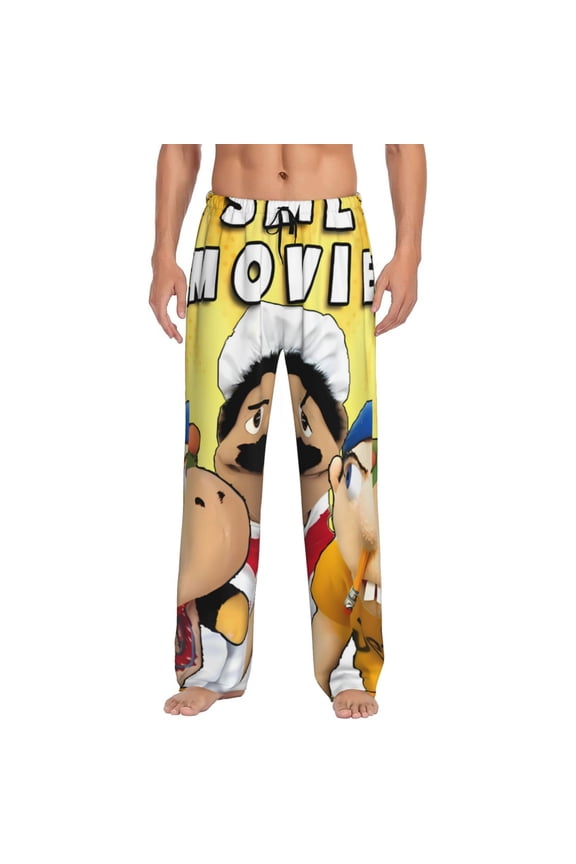Sml Jeffy Au Print Mens Pama Pants for Men,Mens Lounge Pants,Funny Gifts for Men,Men's Pama Bottoms