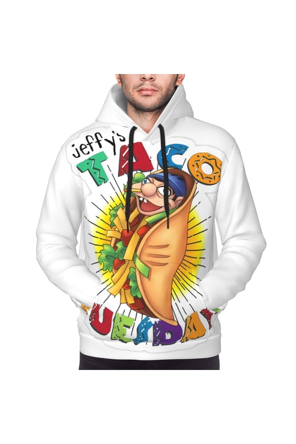 Sml Jeffy Az Men's Graphic Print Long Sleeve Drawstring Hoodie Pullover Sweatshirt-Medium