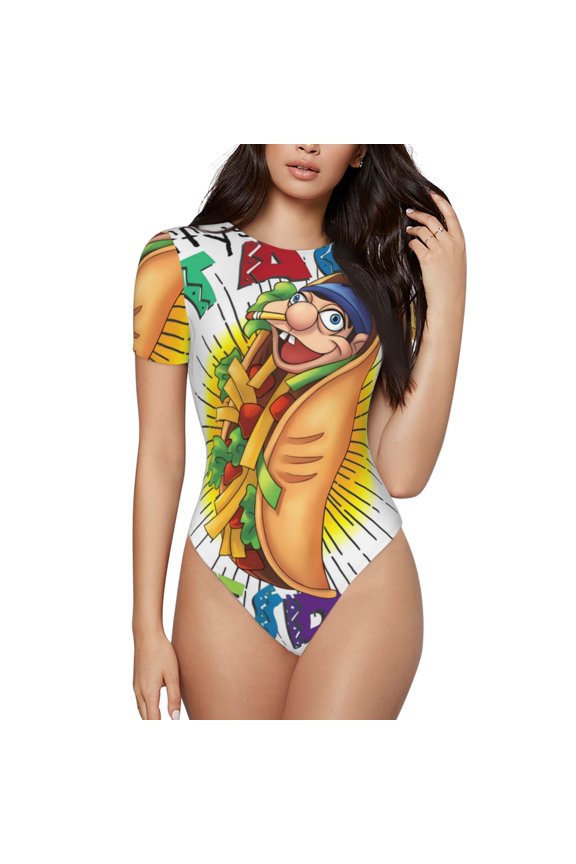 Sml Jeffy Az Women's Bodysuits Crew Neck Round Neck Short Sleeves Slim Fit Casual Basic Extender Bodysuit Daily Jumpsuit T Shirts