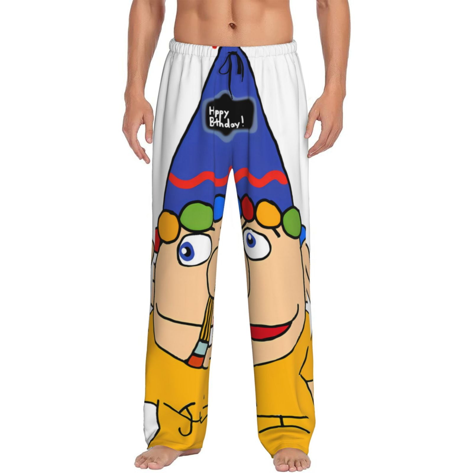 kkk　LITTLE FUNNY FACE PANTS　　ameri M Saiise Sml Jeffy Bf Print Mens Pama Pants for Men,Mens Lounge