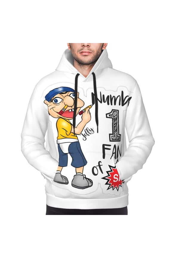 Sml Jeffy Bh Men's Graphic Print Long Sleeve Drawstring Hoodie Pullover Sweatshirt-Small