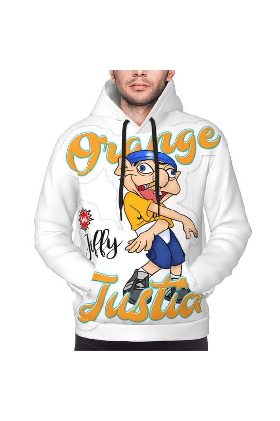 Sml Jeffy Bk Men's Graphic Print Long Sleeve Drawstring Hoodie Pullover Sweatshirt-Small