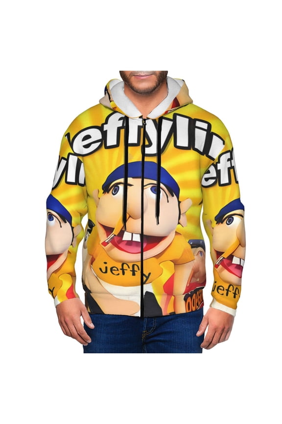 Sml Jeffy Bo Mens Zip Up Hoodie Long Sleeve Full-zip Hooded Sweatshirt Pullover With Kangaroo Pocket S-3XL