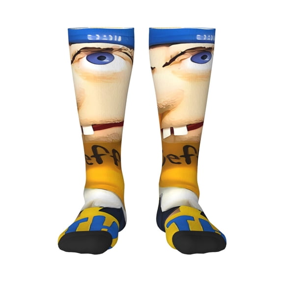 Saiise Sml Jeffy Br Funny Socks Men Women Boys Kids Adults Novelty Graphic Crew Tube Socks Crazy Design Casual Dress Socks for Sports,Running,Travel
