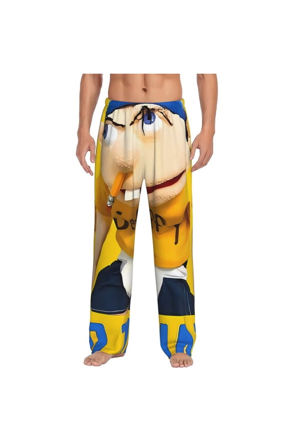 Sml Jeffy Br Print Mens Pama Pants for Men,Mens Lounge Pants,Funny Gifts for Men,Men's Pama Bottoms