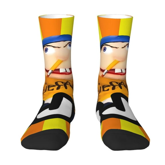 Saiise Sml Jeffy Funny Socks Men Women Adults Novelty Graphic Crew Tube Socks Crazy Design Casual Dress Socks for Sports,Running,Travel