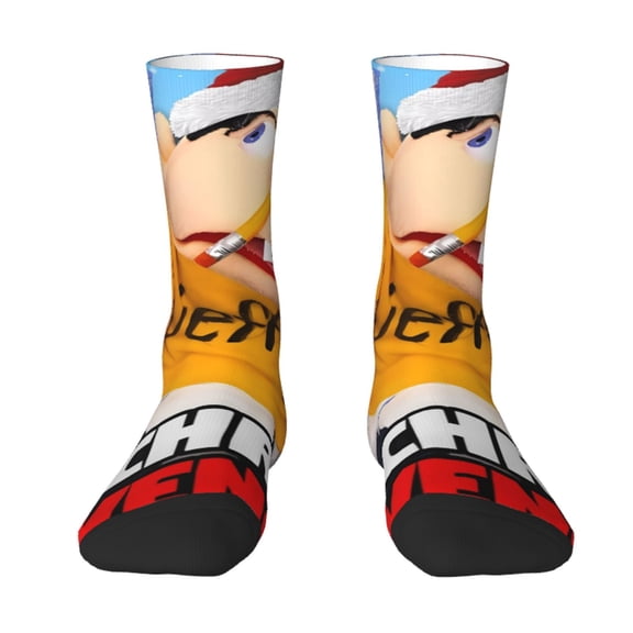 Saiise Sml Jeffy Funny Socks Men Women Adults Novelty Graphic Crew Tube Socks Crazy Design Casual Dress Socks for Sports,Running,Travel