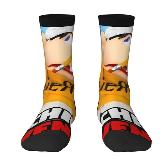 Saiise Sml Jeffy Funny Socks Men Women Adults Novelty Graphic Crew Tube Socks Crazy Design Casual Dress Socks for Sports,Running,Travel