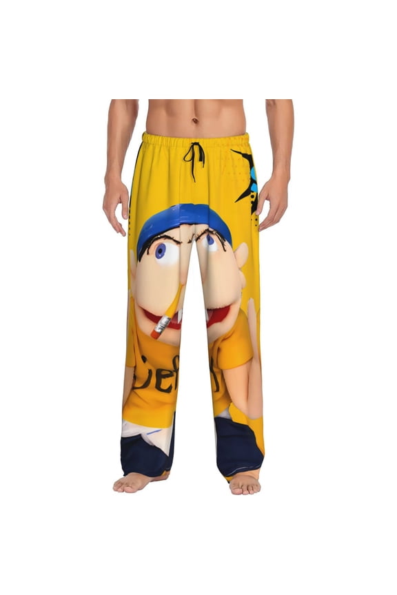 Sml Jeffy G Print Mens Pama Pants for Men,Mens Lounge Pants,Funny Gifts for Men,Men's Pama Bottoms