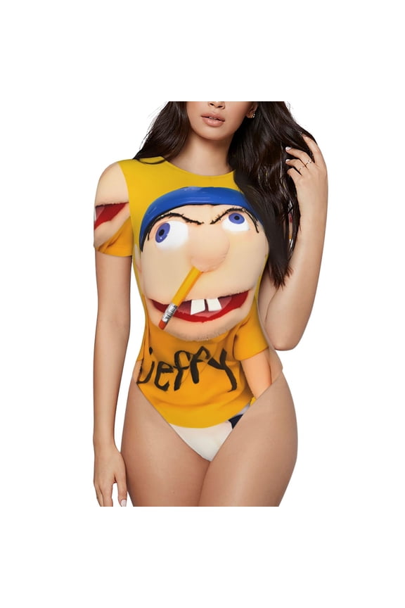 Sml Jeffy G Women's Bodysuits Crew Neck Round Neck Short Sleeves Slim Fit Casual Basic Extender Bodysuit Daily Jumpsuit T Shirts