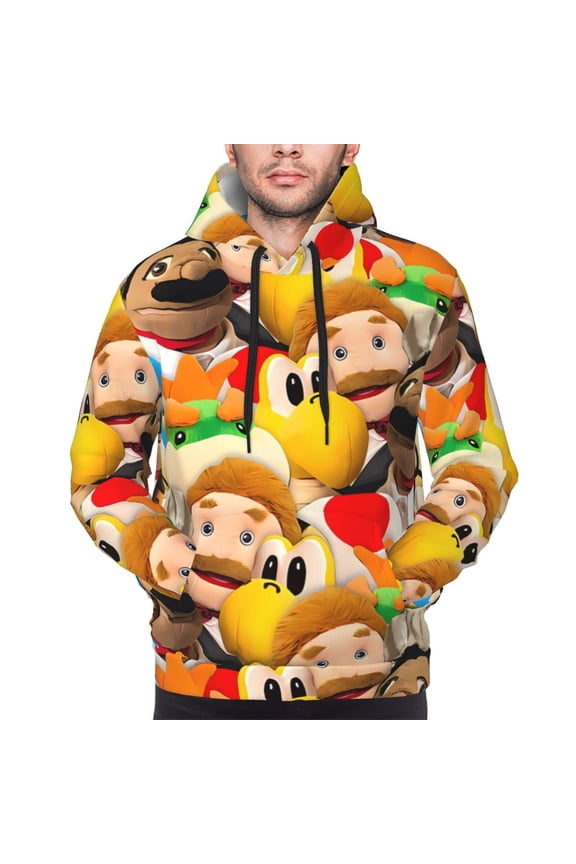 Sml Jeffy I Men's Graphic Print Long Sleeve Drawstring Hoodie Pullover Sweatshirt-Small