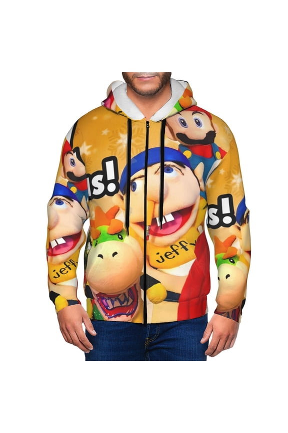 Sml Jeffy J Mens Zip Up Hoodie Long Sleeve Full-zip Hooded Sweatshirt Pullover With Kangaroo Pocket S-3XL