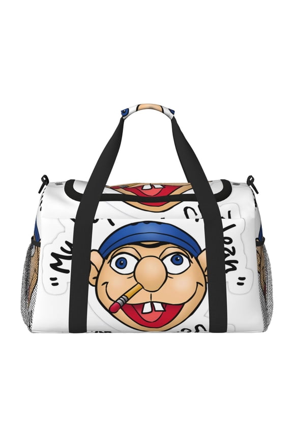 Sml Jeffy Print Travel Duffel Bag,Weekender Bags for Women Men with Shoe Compartment,Carry on Overnight Bag with Toiletry Bag