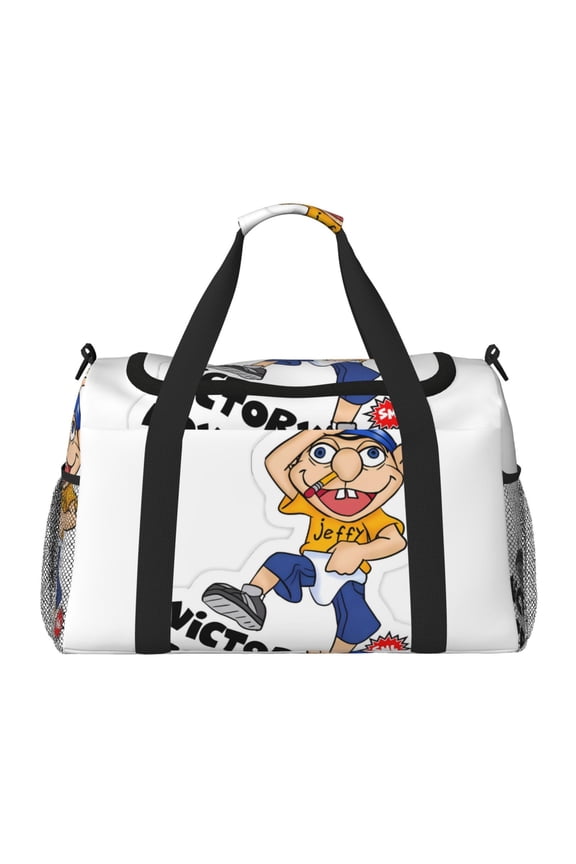 Sml Jeffy Print Travel Duffel Bag,Weekender Bags for Women Men with Shoe Compartment,Carry on Overnight Bag with Toiletry Bag