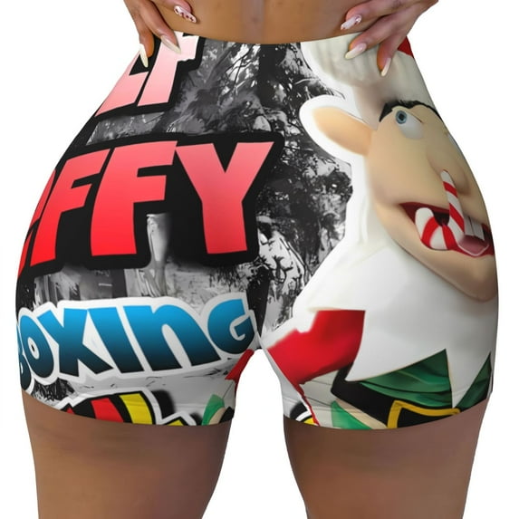 Saiise Sml Jeffy Print Workout Shorts for Women Gym Yoga Running Sport Active Exercise Fitness Shorts-Small
