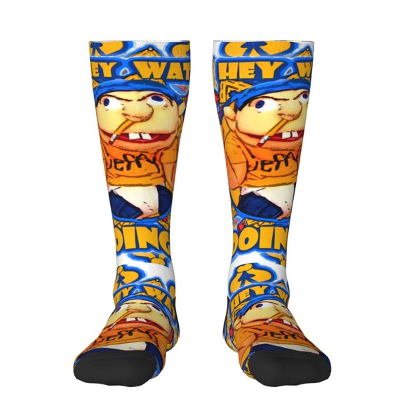 Saiise Sml Jeffy R Funny Socks Men Women Boys Kids Adults Novelty Graphic Crew Tube Socks Crazy Design Casual Dress Socks for Sports,Running,Travel