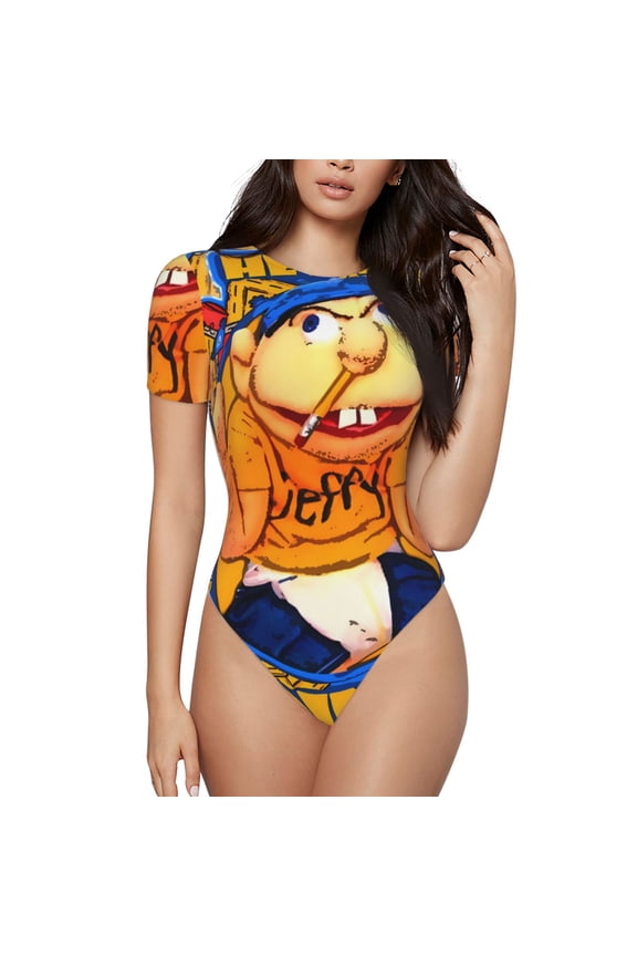 Sml Jeffy R Women's Bodysuits Crew Neck Round Neck Short Sleeves Slim Fit Casual Basic Extender Bodysuit Daily Jumpsuit T Shirts