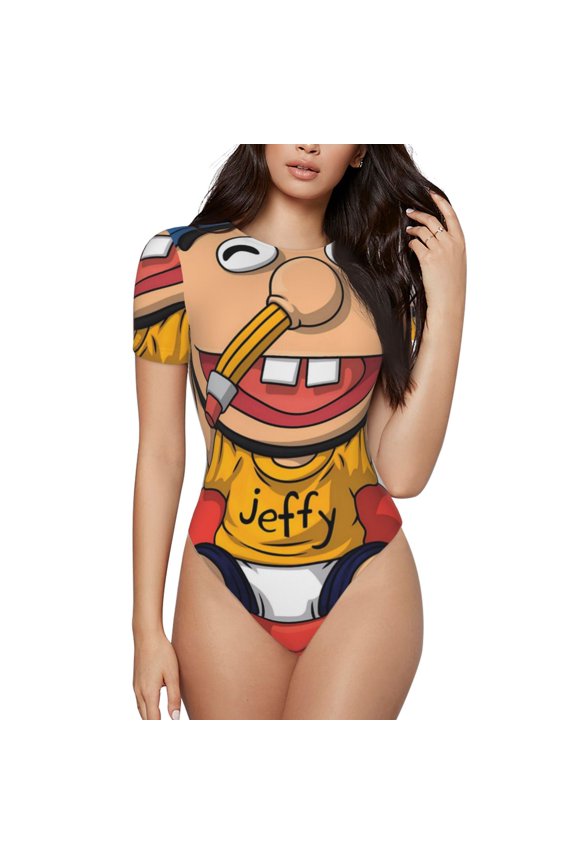 Sml Jeffy Women's Bodysuits Crew Neck Round Neck Short Sleeves Slim Fit Casual Basic Extender Bodysuit Daily Jumpsuit T Shirts