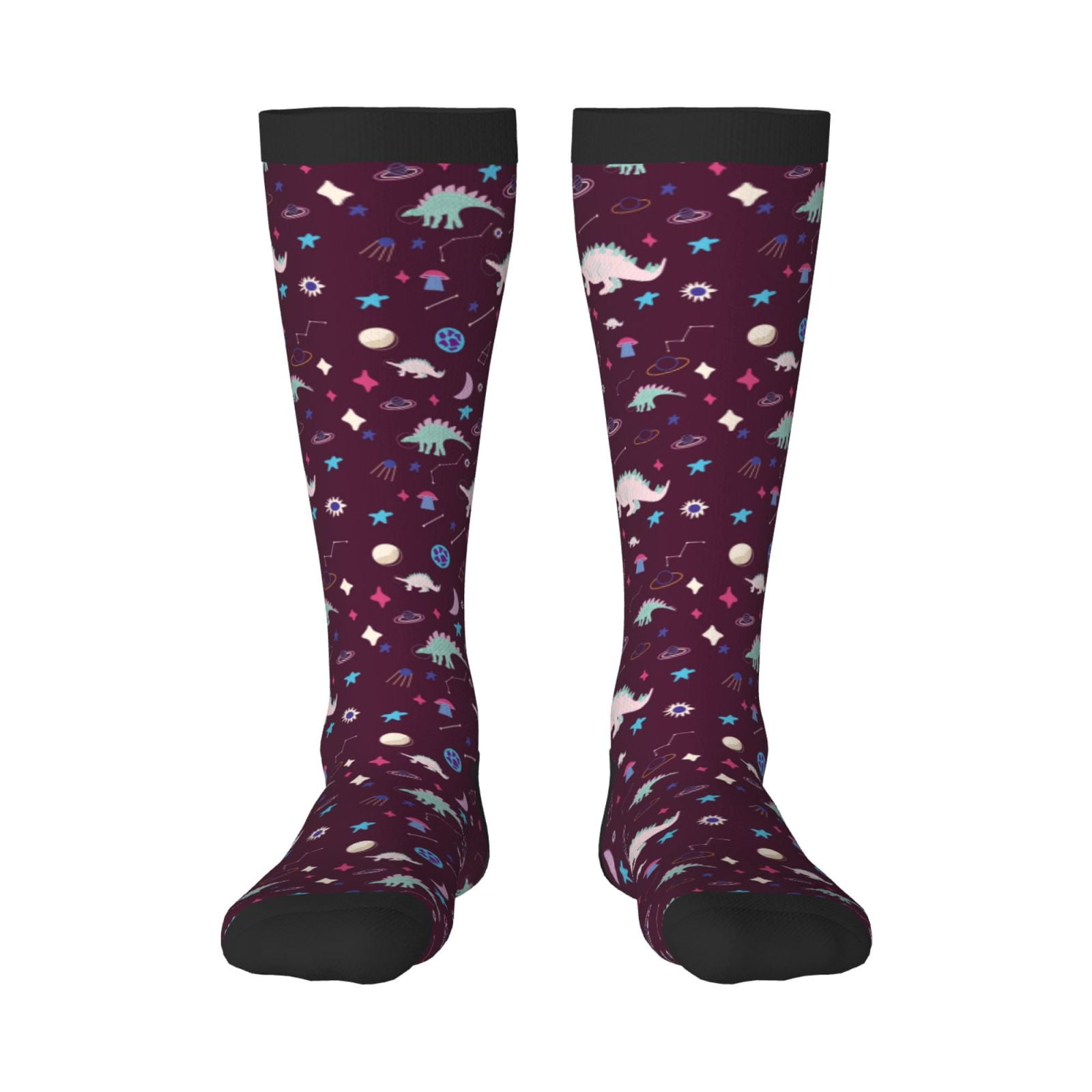 Saiise Space Dinosaur Funny Socks Men Women Boys Kids Adults Novelty